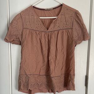 Dusty Rose Eyelet Lace Top XXL
